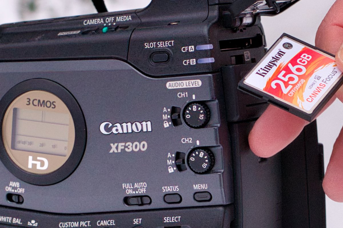 The Canon XF300 Professional Camcorder with a 256GB CF Memory Card